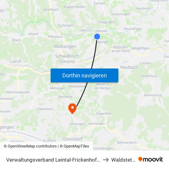 Verwaltungsverband Leintal-Frickenhofer Höhe to Waldstetten map