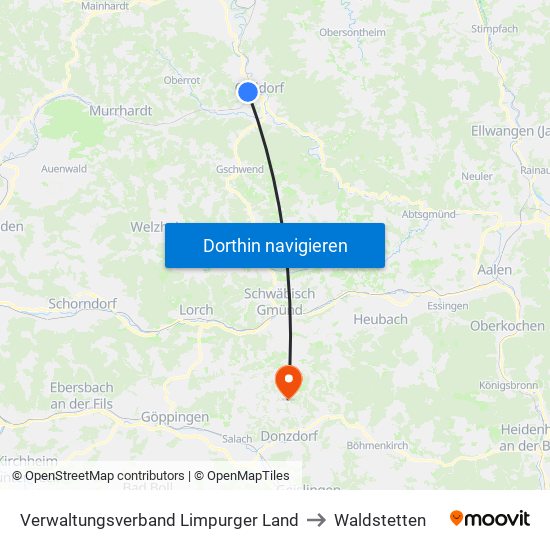 Verwaltungsverband Limpurger Land to Waldstetten map