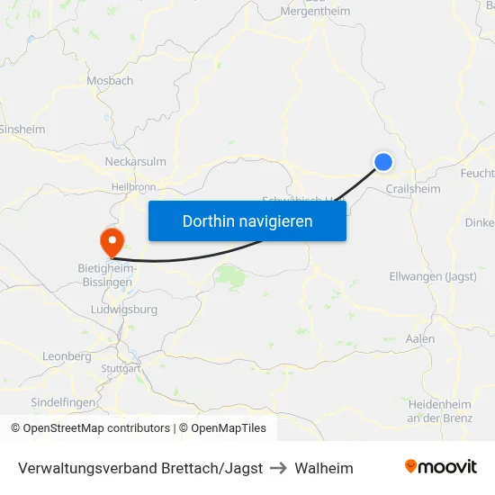 Verwaltungsverband Brettach/Jagst to Walheim map