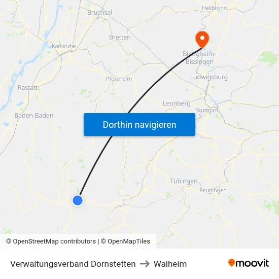 Verwaltungsverband Dornstetten to Walheim map
