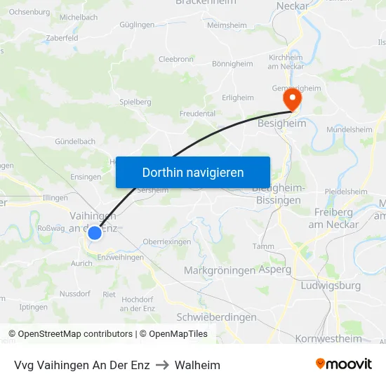 Vvg Vaihingen An Der Enz to Walheim map