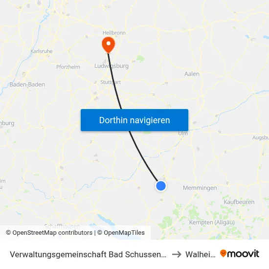 Verwaltungsgemeinschaft Bad Schussenried to Walheim map