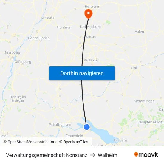 Verwaltungsgemeinschaft Konstanz to Walheim map