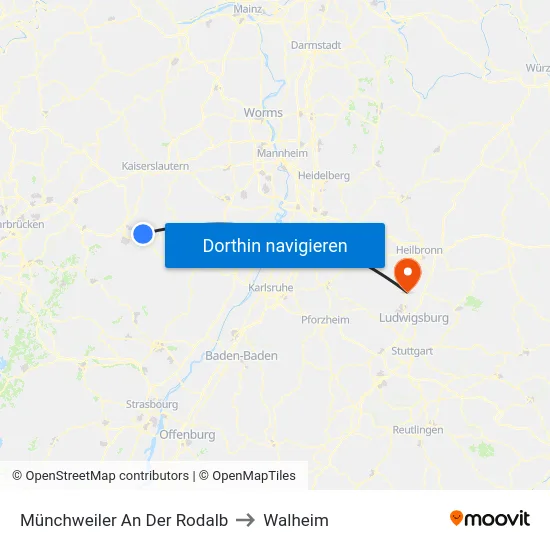 Münchweiler An Der Rodalb to Walheim map