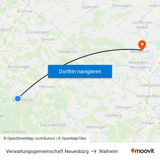 Verwaltungsgemeinschaft Neuenbürg to Walheim map