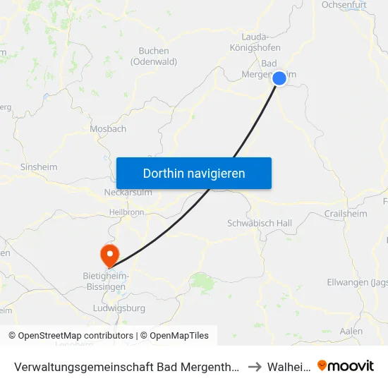 Verwaltungsgemeinschaft Bad Mergentheim to Walheim map