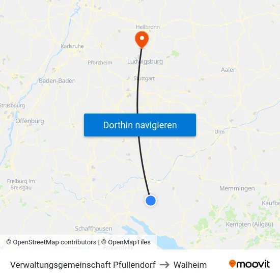 Verwaltungsgemeinschaft Pfullendorf to Walheim map