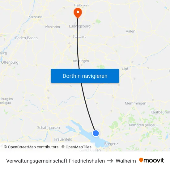 Verwaltungsgemeinschaft Friedrichshafen to Walheim map