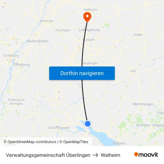 Verwaltungsgemeinschaft Überlingen to Walheim map