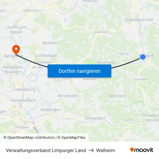 Verwaltungsverband Limpurger Land to Walheim map