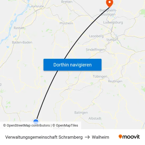 Verwaltungsgemeinschaft Schramberg to Walheim map