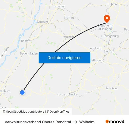 Verwaltungsverband Oberes Renchtal to Walheim map