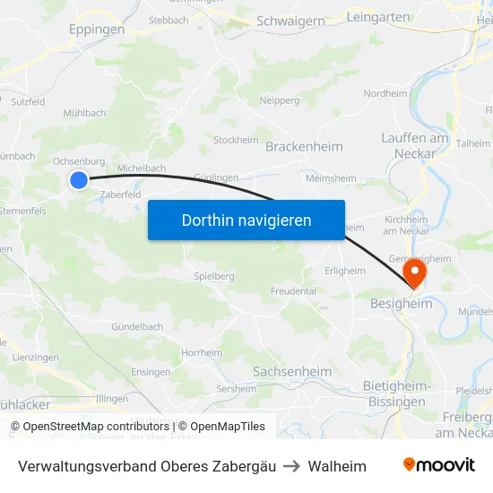 Verwaltungsverband Oberes Zabergäu to Walheim map