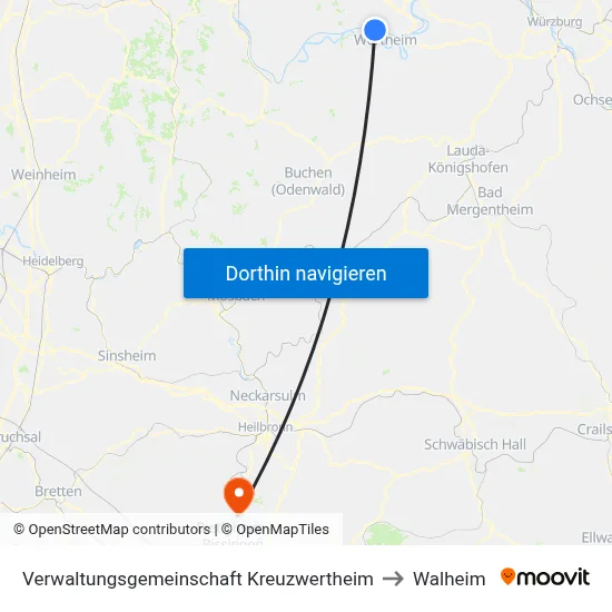 Verwaltungsgemeinschaft Kreuzwertheim to Walheim map