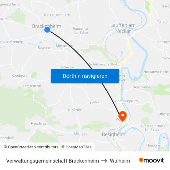 Verwaltungsgemeinschaft Brackenheim to Walheim map