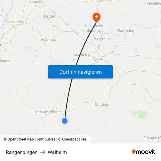 Rangendingen to Walheim map
