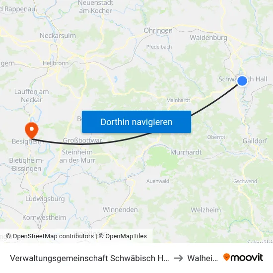 Verwaltungsgemeinschaft Schwäbisch Hall to Walheim map