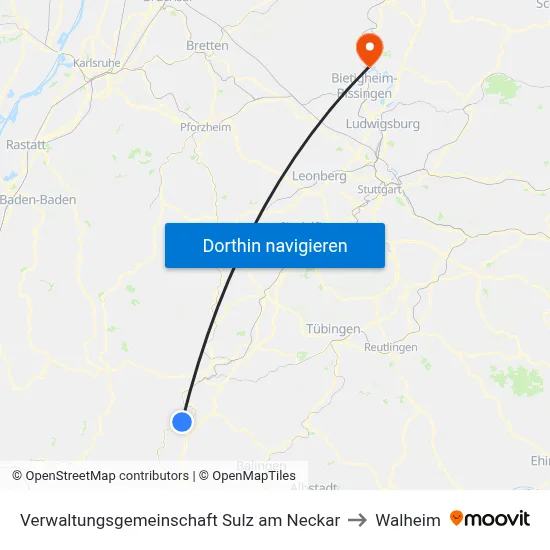 Verwaltungsgemeinschaft Sulz am Neckar to Walheim map