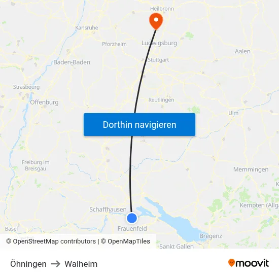 Öhningen to Walheim map