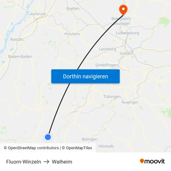 Fluorn-Winzeln to Walheim map