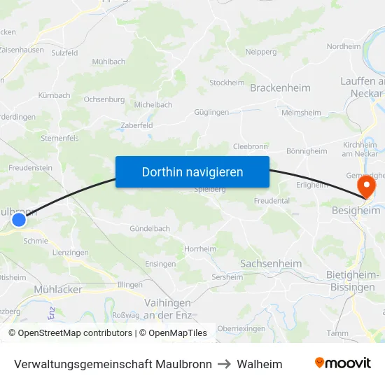 Verwaltungsgemeinschaft Maulbronn to Walheim map