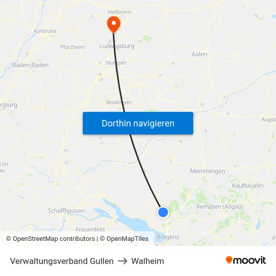 Verwaltungsverband Gullen to Walheim map
