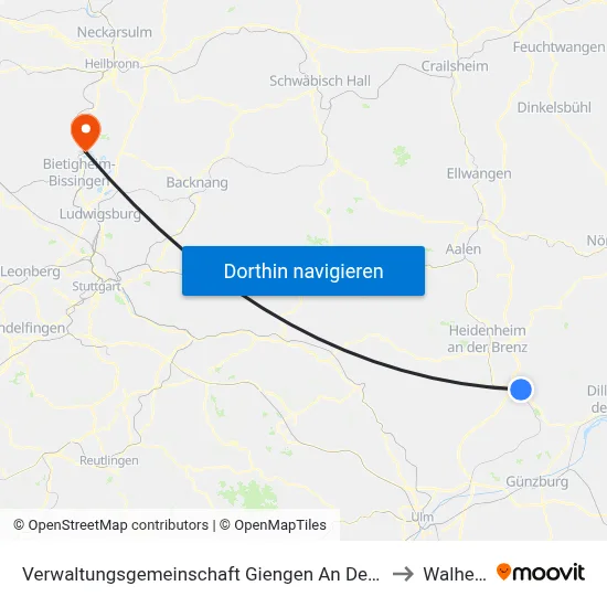 Verwaltungsgemeinschaft Giengen An Der Brenz to Walheim map