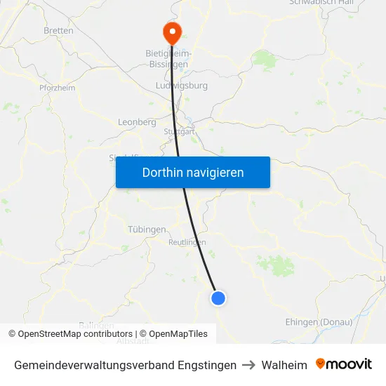 Gemeindeverwaltungsverband Engstingen to Walheim map