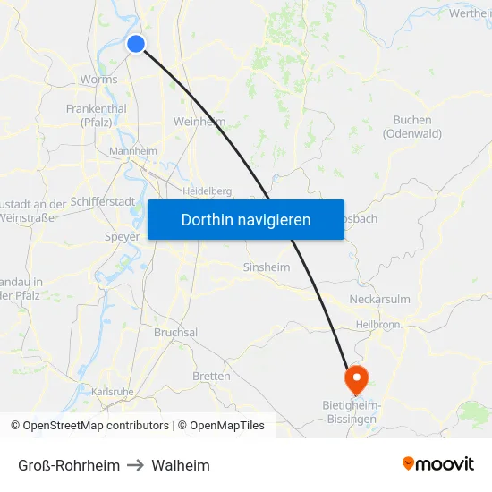 Groß-Rohrheim to Walheim map