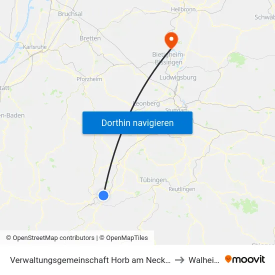 Verwaltungsgemeinschaft Horb am Neckar to Walheim map