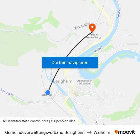 Gemeindeverwaltungsverband Besigheim to Walheim map