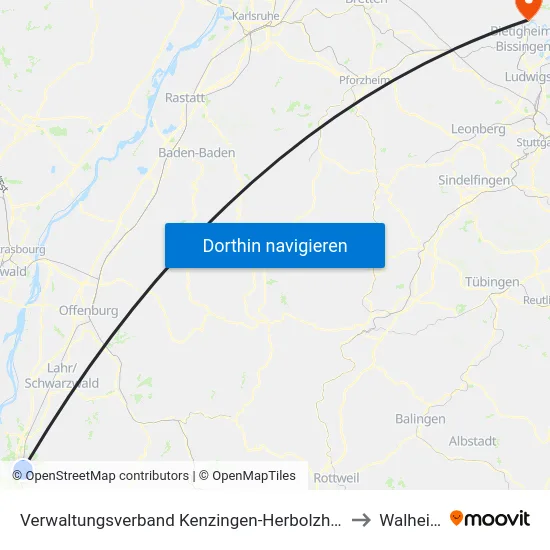 Verwaltungsverband Kenzingen-Herbolzheim to Walheim map