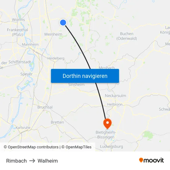 Rimbach to Walheim map