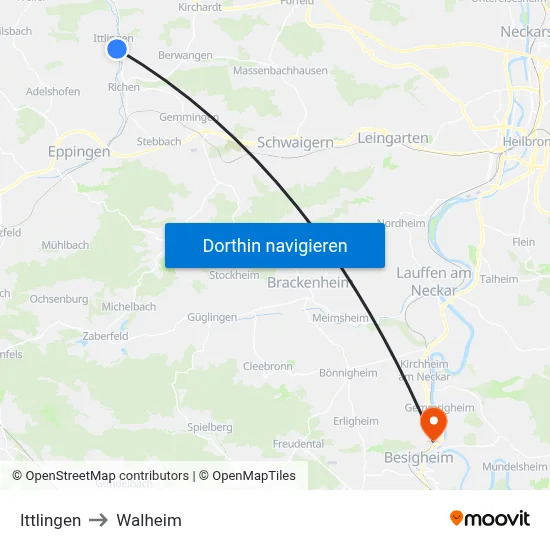 Ittlingen to Walheim map