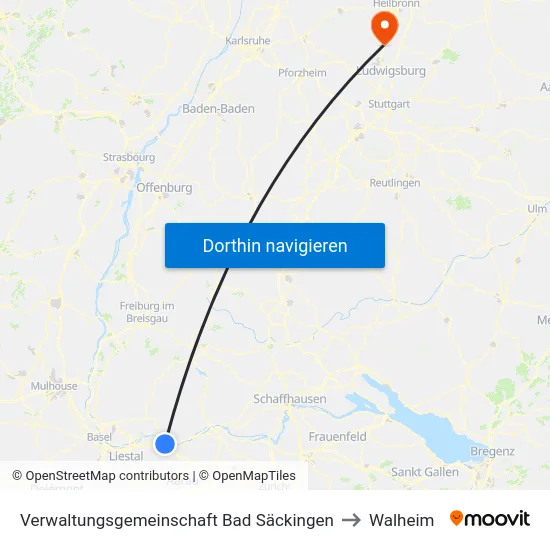 Verwaltungsgemeinschaft Bad Säckingen to Walheim map
