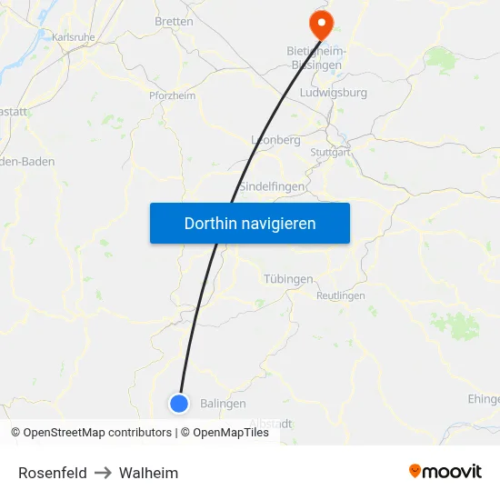 Rosenfeld to Walheim map