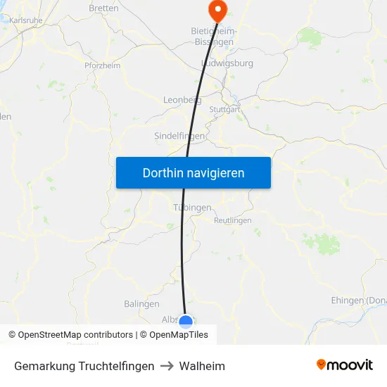 Gemarkung Truchtelfingen to Walheim map