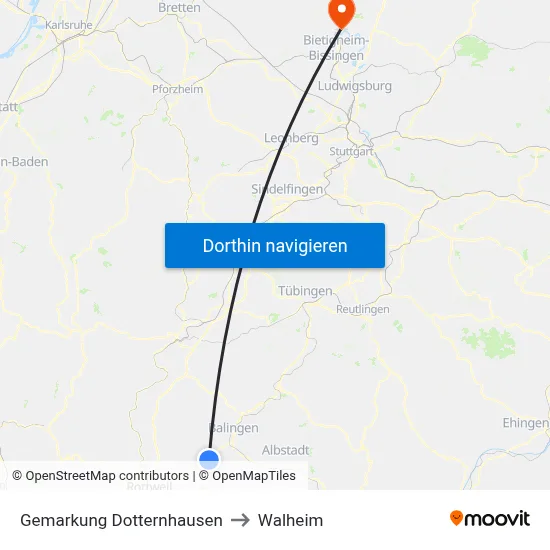 Gemarkung Dotternhausen to Walheim map