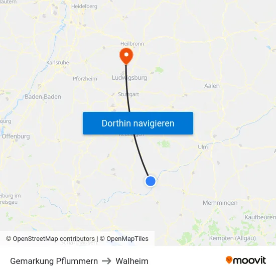 Gemarkung Pflummern to Walheim map