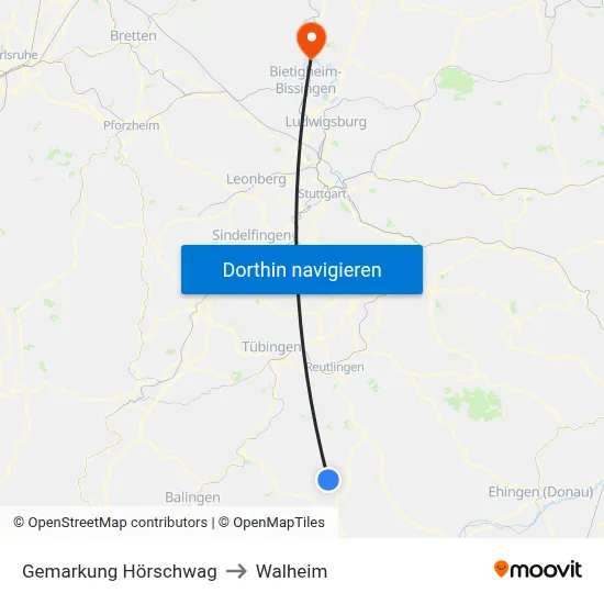 Gemarkung Hörschwag to Walheim map