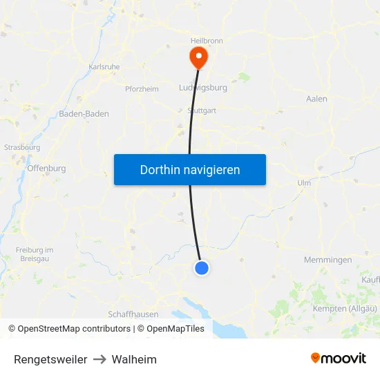 Rengetsweiler to Walheim map