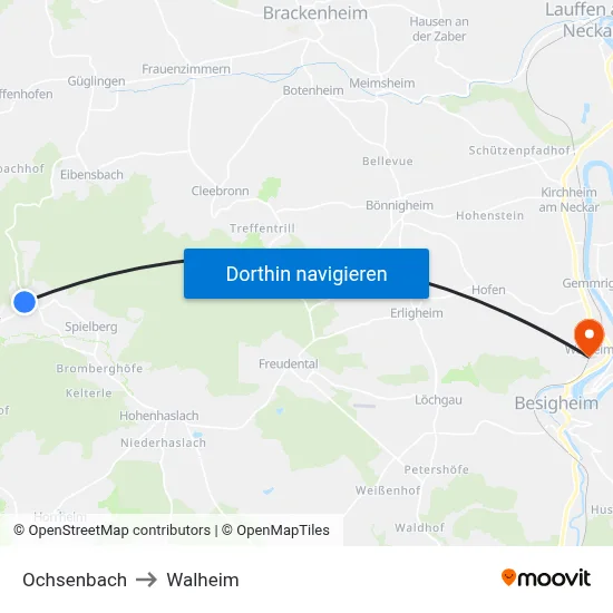 Ochsenbach to Walheim map