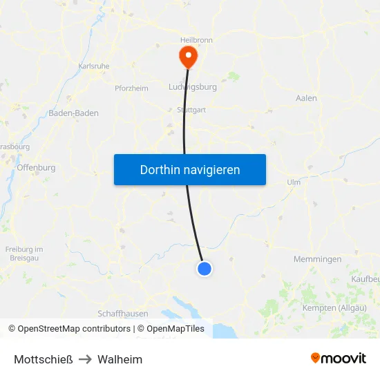 Mottschieß to Walheim map