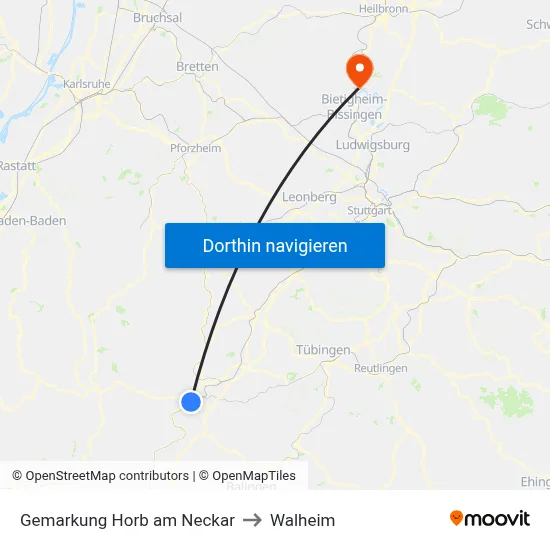 Gemarkung Horb am Neckar to Walheim map