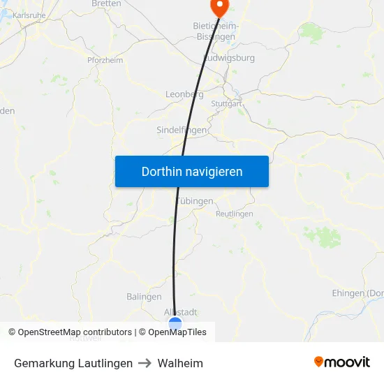 Gemarkung Lautlingen to Walheim map