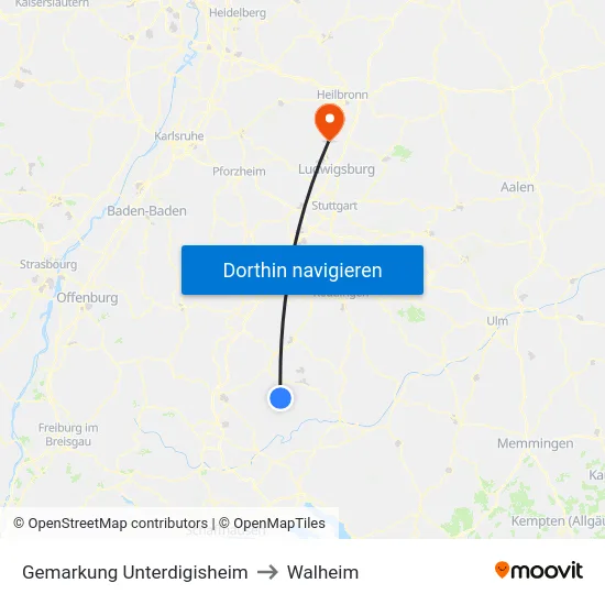 Gemarkung Unterdigisheim to Walheim map
