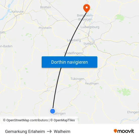 Gemarkung Erlaheim to Walheim map