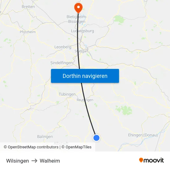 Wilsingen to Walheim map