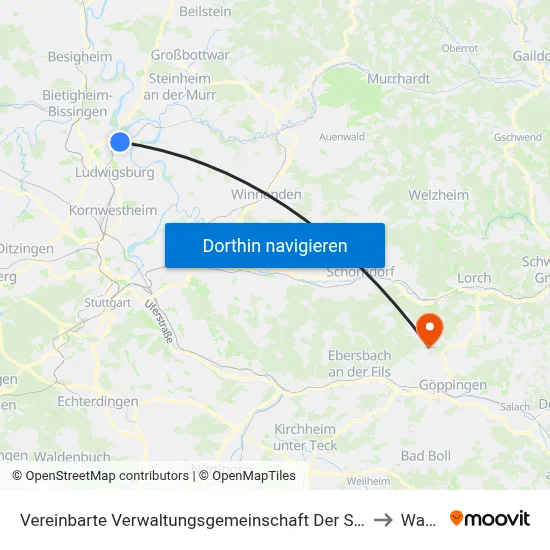 Vereinbarte Verwaltungsgemeinschaft Der Stadt Freiberg am Neckar to Wangen map