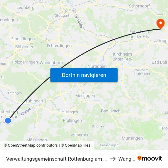 Verwaltungsgemeinschaft Rottenburg am Neckar to Wangen map